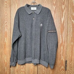 VTG SDI Golf Quarter Button Long Sleeve Fleece Pullover Sweatshirt Men's XL Gray